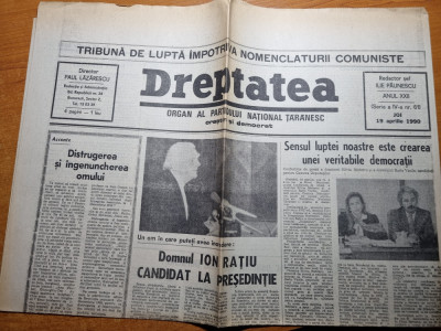 dreptatea 19 aprilie 1990-ion ratiu candidat la presedintie foto