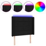 Cumpara ieftin Tablie de pat cu LED, negru, 93x16x118/128 cm, textil