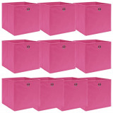 Cutii depozitare, 10 buc., roz, 32x32x32 cm, textil GartenMobel Dekor, vidaXL