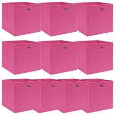 Cutii depozitare, 10 buc., roz, 32x32x32 cm, textil GartenMobel Dekor