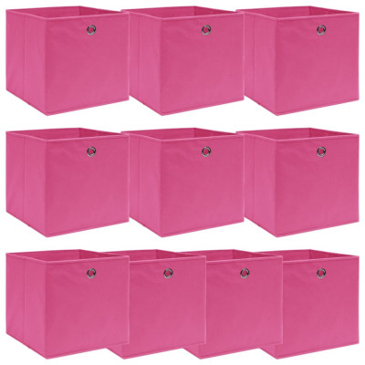 vidaXL Cutii depozitare, 10 buc., roz, 32x32x32 cm, textil foto