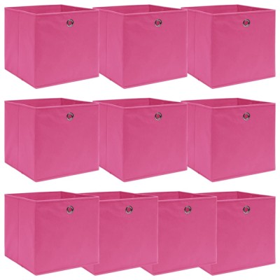 vidaXL Cutii depozitare, 10 buc., roz, 32x32x32 cm, textil 288347 foto