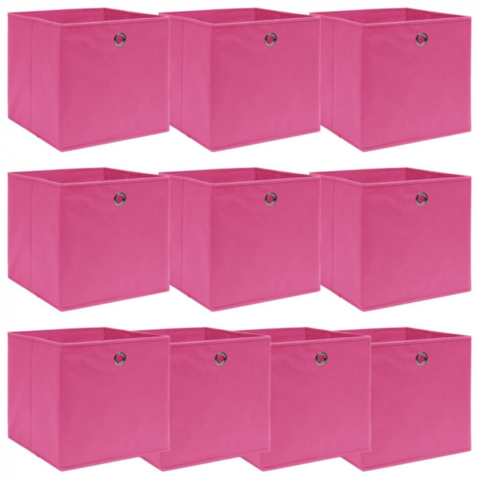 vidaXL Cutii depozitare, 10 buc., roz, 32x32x32 cm, textil 288347