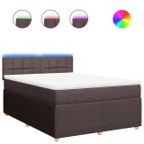 Cumpara ieftin Pat box spring cu saltea, maro inchis, 140x200 cm, textil