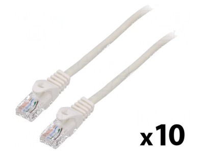 Patch cord U/UTP 5e 1m CCA PVC alb 26AWG 10buc foto