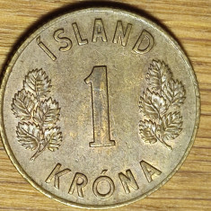 Islanda - moneda de colectie raruta - 1 krona / coroana 1966 - superba !