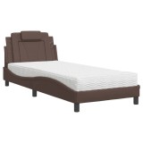 Cumpara ieftin Pat, Viana, cu saltea, maro, 80x200 cm, piele ecologica