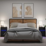 Cumpara ieftin Noptieră LED cu sertar 2 pcs Stejar negru 38 x 34 x 61 cm PAL