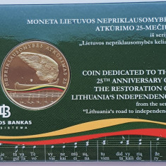 01B13 Lituania 5 euro 2015 25 yrs. of Independence (coin card) km 215.1 UNC