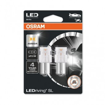 SET 2 BECURI AUXILIARE CU LED 12V (P21W) AMBER BLI OSRAM foto