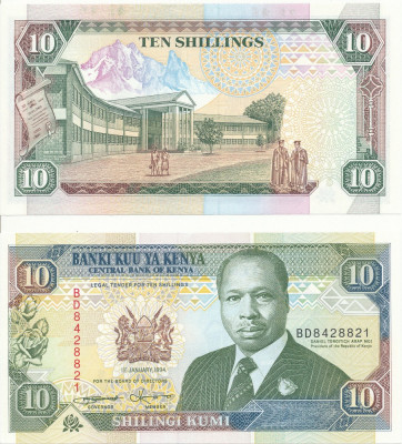 Kenya 1994 - 10 shillings UNC foto