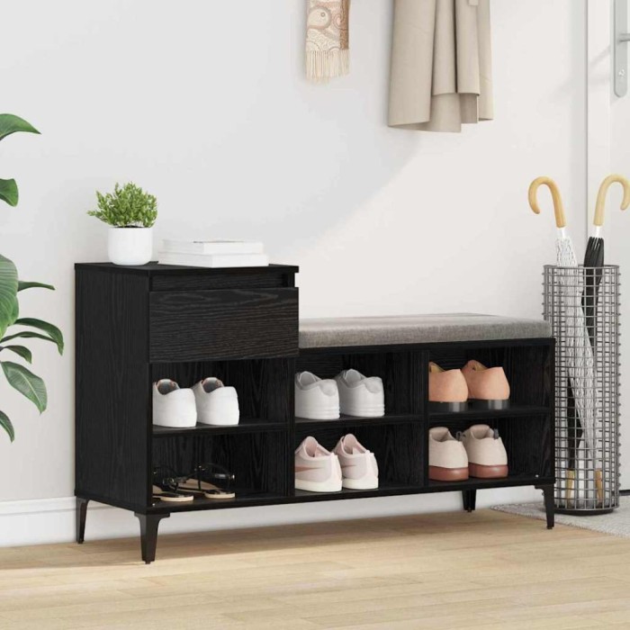 vidaXL Dulap pentru pantofi cu sertar Stejar negru 102 x 36 x 60 cm 881044