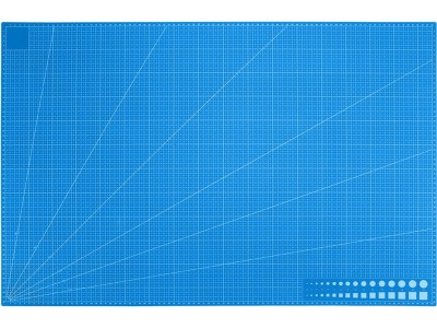 Placa pentru taiere precisa, modelare, fata-verso, cu auto-vindecare A1, 60 x 90 cm, scara clar vizibila, albastru foto