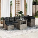 vidaXL Set canapele de grădină cu perne, 8 piese, gri, poliratan 3327790