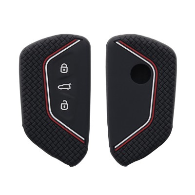 Husa Cheie Auto pentru VW / Skoda / Seat - 3 Butoane, kwmobile, Silicon, Negru, 54313.02 foto