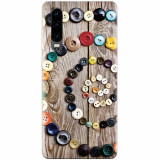 Husa silicon pentru Huawei P30, Colorful Buttons Spiral Wood Deck