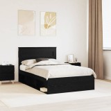 vidaXL Cadru de pat cu headboard Negru 120 x 190 cm Lemn de pin masiv 3409776