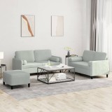 VidaXL Set de canapele, 3 piese, cu perne, gri deschis, catifea