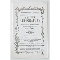 LETTRES AUTOGRAPHES ET DOCUMENTS HISTORIQUES , MAISON JACQUES , ETIENNE et NOEL CHARAVAY , CATALOG DE LICITATIE , 1982