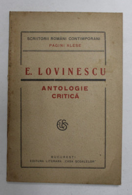 ANTOLOGIE CRITICA de E. LOVINESCU , 1921 foto
