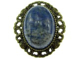 Brosa/pandantiv bronz antic cu lapis lazuli natural