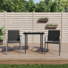 Scaune de gradina cu perne 2 buc. negru 56x59x84 cm poliratan GartenMobel Dekor