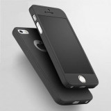 Husa pentru Apple iPhone 5 / Apple iPhone 5S/ Apple iPhone 5SE Fullbody Black acoperire 360 grade cu folie de sticla gratis