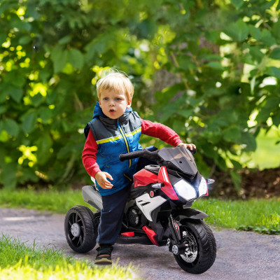 HOMCOM Motocicleta Electrica Copii 3-5 Ani cu Lumini Muzica Baterie 6V Negru Rosu foto