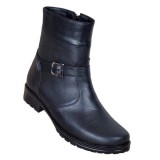 OFERTA MARIMEA 38, 40 - Ghete dama, din piele naturala, cu fermoar, negru, imblanite - LGCATN