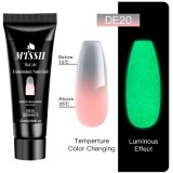 Poligel Unghii ADL DE20, 20ml, UV/LED, Roz-Argintiu Termosensibil, Straluceste in Intuneric, Constructie Unghii Gel