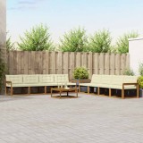 vidaXL Set de canapele de exterior cu pernă 9 pcs Natural și Crem 3369305