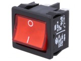 Comutator Rocker DPST ON-OFF 10A 250V Roșu IP40 Cu Bec 230V