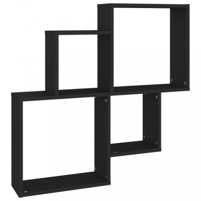 Raft de perete cub, negru, 80x15x78,5 cm, PAL foto