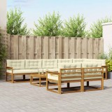 vidaXL Set de canapele de exterior cu pernă 9 pcs Natural și Crem 3367778