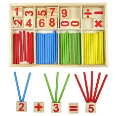 Joc educativ din lemn tip montessori cu cifre si betisoare - CX-202233
