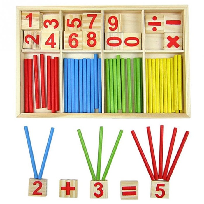 Joc educativ din lemn tip montessori cu cifre si betisoare - CX-202233