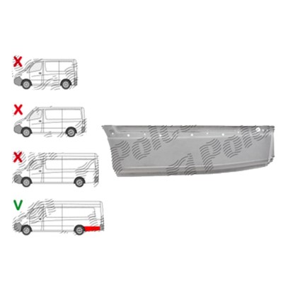 Segment aripa spate MERCEDES SPRINTER, 02.2018- model EXTRA LUNG, partea Stanga, otel galvanizat; in spatele rotii; sub ornament lateral; Lungime 139 foto