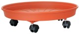 Suport ghiveci cu roti ICS Margherita 35 cm, rotund, teracota