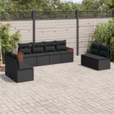 Cumpara ieftin Gossi set mobilier de gradina cu perne, 8 piese, negru, poliratan