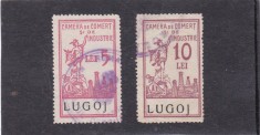 ROMANIA CAMERA DE COMERT SI INDUSTRIE 5 SI 10 LEI LUGOJ STAMPILAT foto