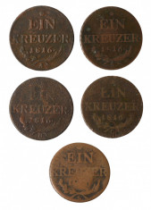 Lot Ein Kreuzer 1816 A, B, G, S foto