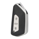 Husa Cheie Auto Compatibila cu Golf 8, SmartKey, Tpu, Aspect Piele, Gri