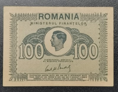Rom&amp;acirc;nia 100 Lei 1945 UNC din fisic foto