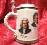 HALBA CERAMICA MARZI REMY WEST GERMANY CU CAPAC ZINC DECOR MUZICIENI COMPOZITORI CELEBRI MOZART BACH CHOPIN