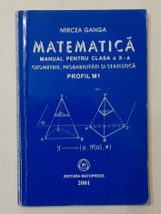 Mircea Ganga - Matematica Manual Pentru Clasa a X-a Profil M1 2001 foto