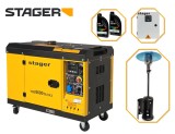 Pachet Generator insonorizat Stager YDE8600TA-TA3 V2, 7.5kVA, DualPower + Automatizare trifazata YA40063F12STA, 63A + Zobo H1207G Incalzitor terasa pe