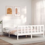 VidaXL Cadru de pat fără saltea, alb, 160x200 cm, lemn masiv pin