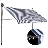 Copertina retractabila manual cu LED, albastru &amp; alb, 300 cm
