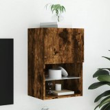 Comodă TV cu lumini LED, stejar fumuriu, 40,5x30x60 cm