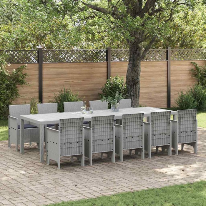 vidaXL Set de masă pentru grădină 11 pcs Gri deschis și antracit Mare